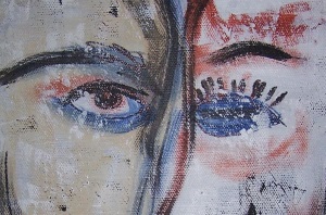 Detail from Their Eyes Met Across a Crowded Room by Nancy Denommee
